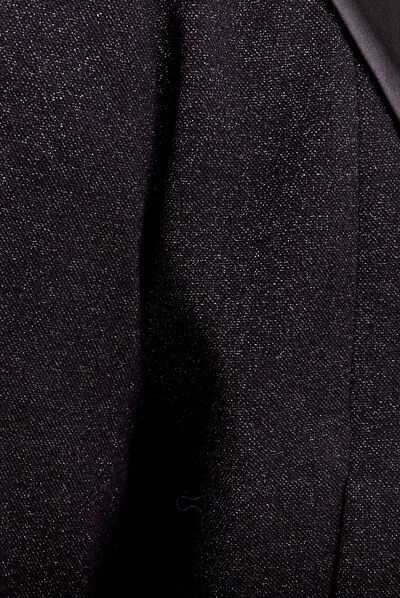 Veste ajustée col en satin noir femme