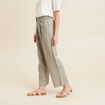 Pantalon droit 7/8ème en lin vert clair femme