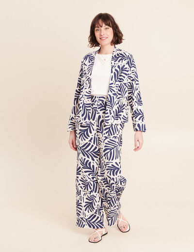 Veste manches longues doubl&eacute;e blanc femme