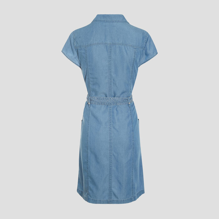 Robe droite zippée en jean denim double stone femme