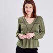 T-shirt manches longues vert kaki femme