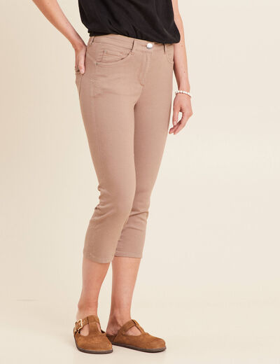 Pantacourt droit taille standard taupe femme