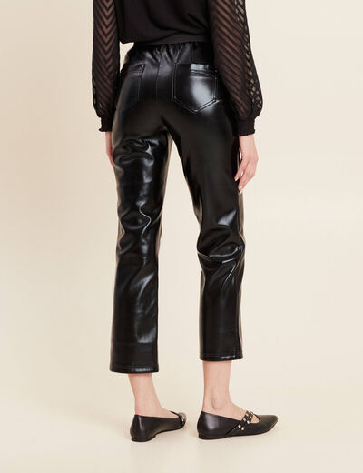 Pantalon droit simili cuir noir femme