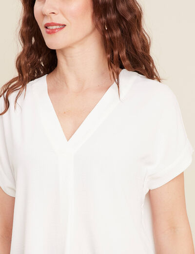 Blouse manches courtes ecru femme
