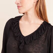 Blouse col v manches longues noir femme