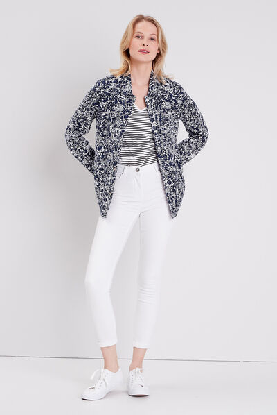 Veste droite boutonnée ecru femme