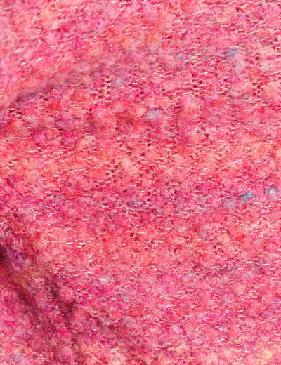 Pull col v manches longues rose fushia femme