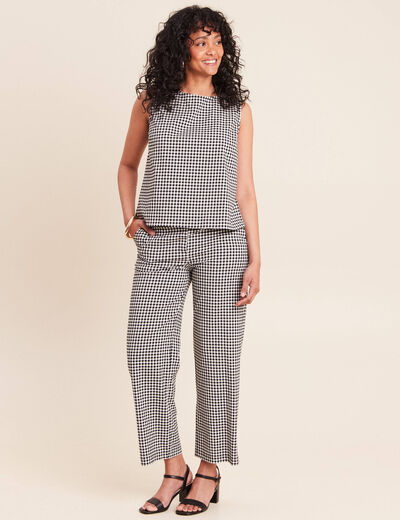 Pantalon large 7/8&egrave;me taille standard noir femme