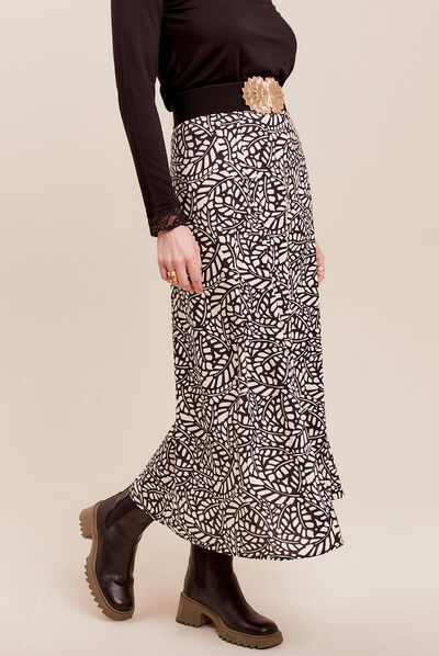Jupe longue évasée noir femme