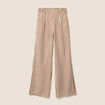 Pantalon large taille haute blanc femme