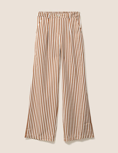 Pantalon large taille haute blanc femme