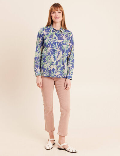 Chemise manches longues bleu femme