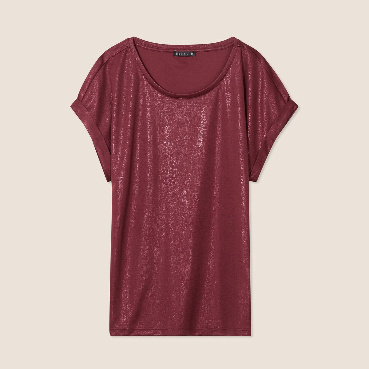 T-shirt manches courtes bordeaux femme