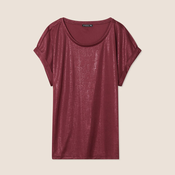 T-shirt manches courtes bordeaux femme