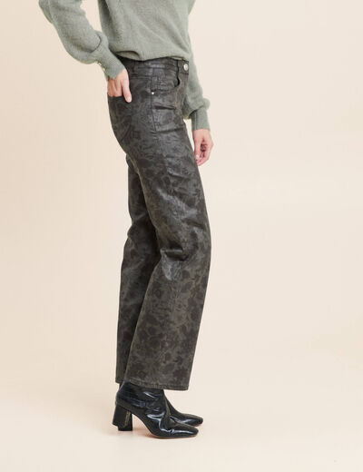 Pantalon taille bascul&eacute;e vert femme