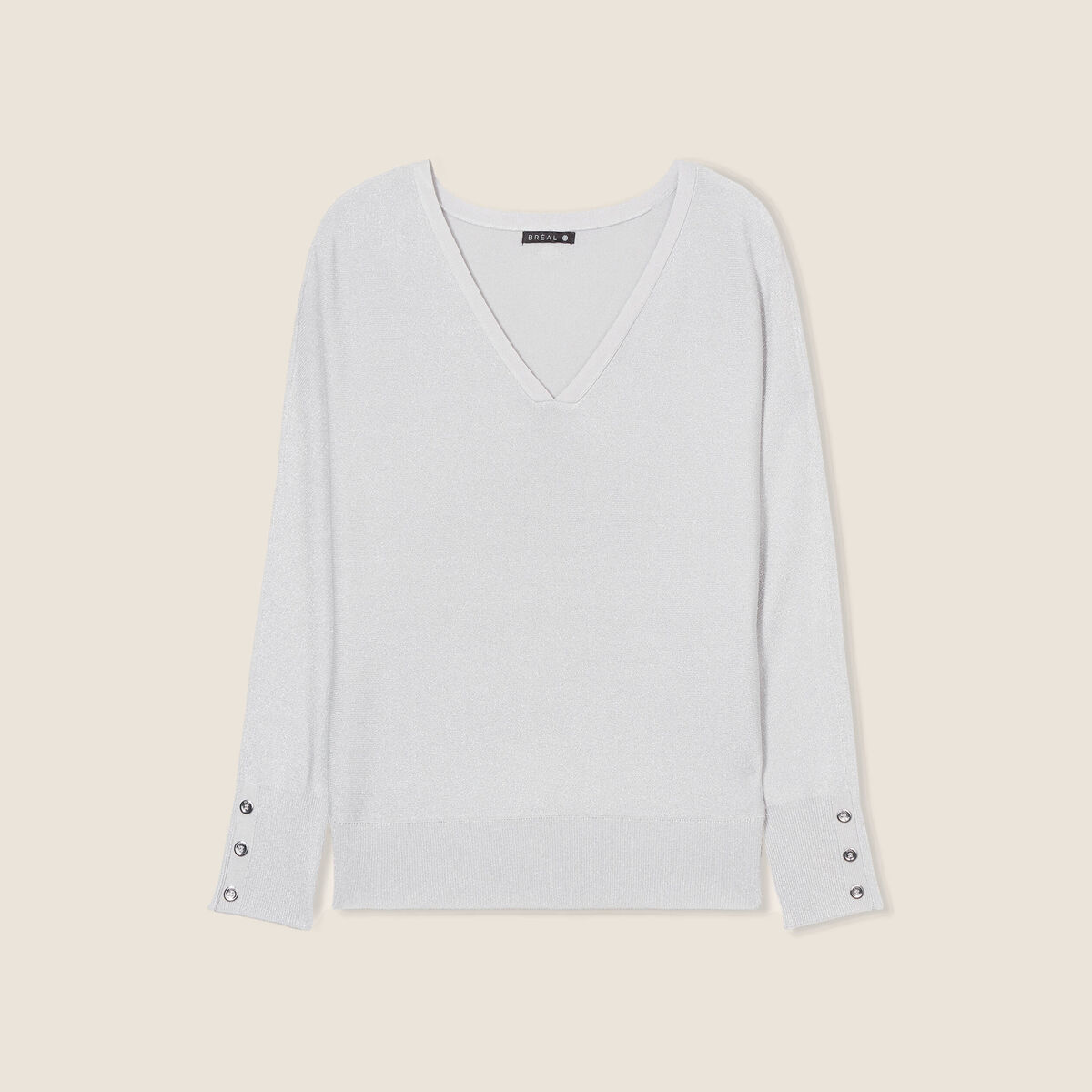 Pull manches longues couleur argent femme