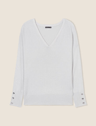Pull manches longues couleur argent femme