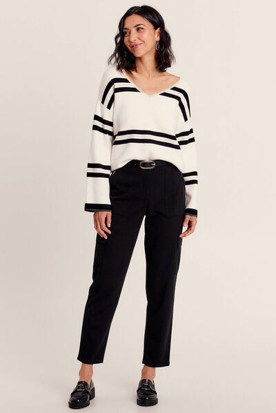 Pull manches longues noir femme
