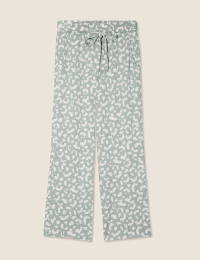 Pantalon ample taille haute taupe femme