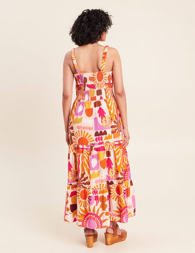 Robe longue &eacute;vas&eacute;e &agrave; fines bretelles multicolore femme