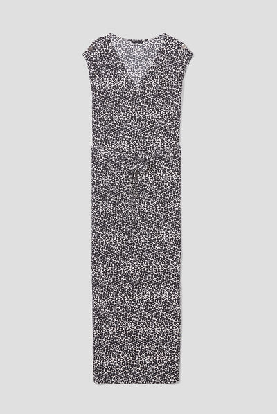 Robe longue droite fendue noir femme