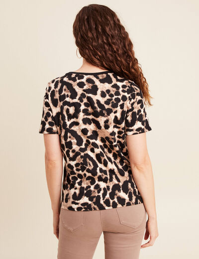 T-shirt en coton manches courtes beige clair femme