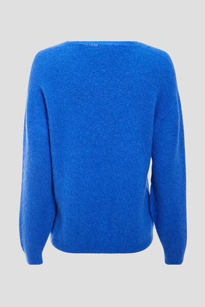 Pull manches longues bleu femme