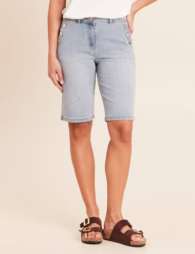 Bermuda ajust&eacute; denim double stone femme
