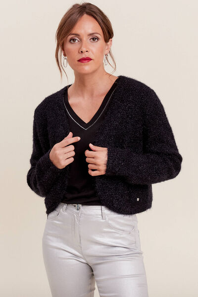 Gilet manches longues noir femme