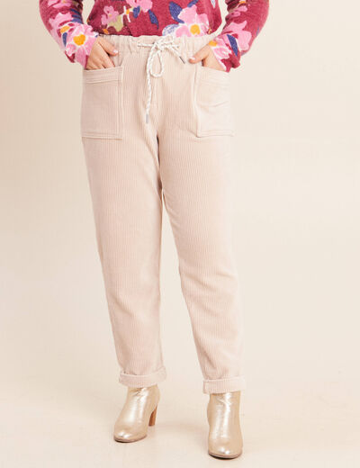 Pantalon coupe mom en velours sable femme