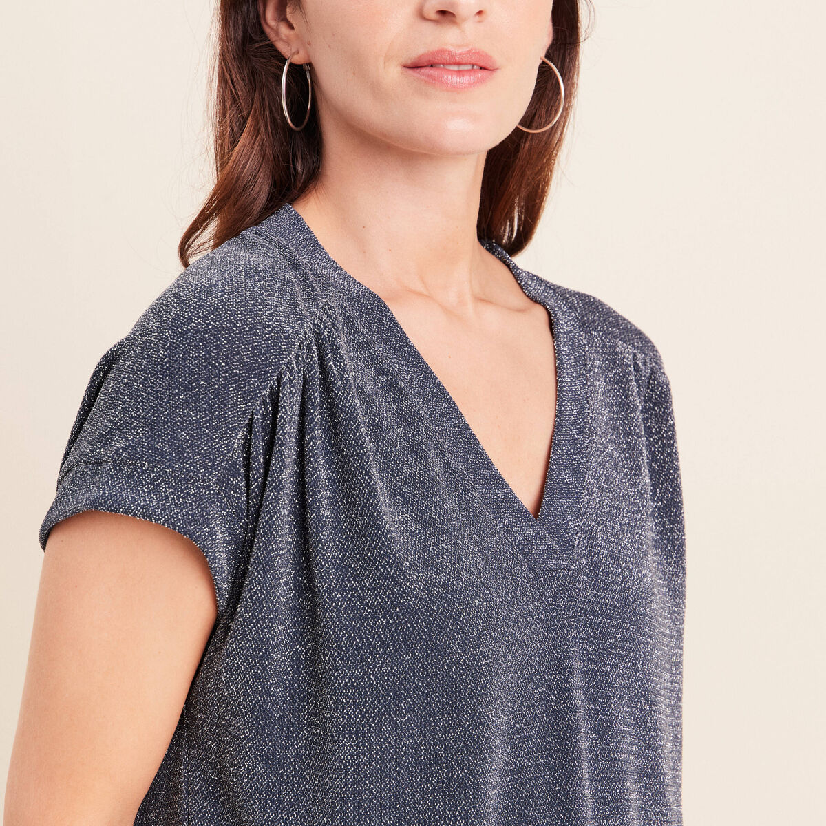 T-shirt manches courtes bleu marine femme
