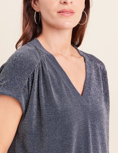 T-shirt manches courtes bleu marine femme
