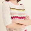 Pull dentelle col bateau multicolore femme