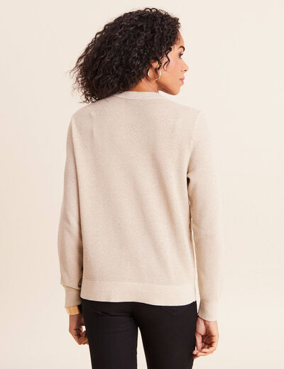 Gilet manches longues col rond brillant couleur or femme