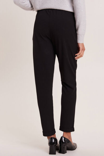 Pantalon chino taille basse noir femme