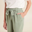 Pantalon flou droit 7/8ème vert clair femme