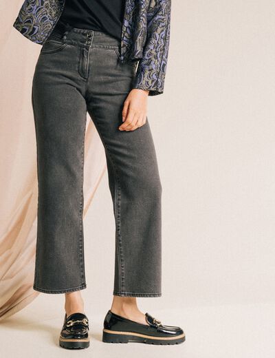 Jean large 7/8&egrave;me denim gris femme