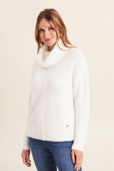 Pull manches longues ecru femme