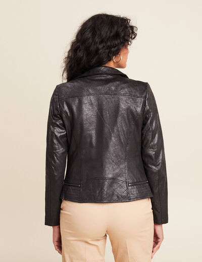 Veste esprit motard zippée noir femme