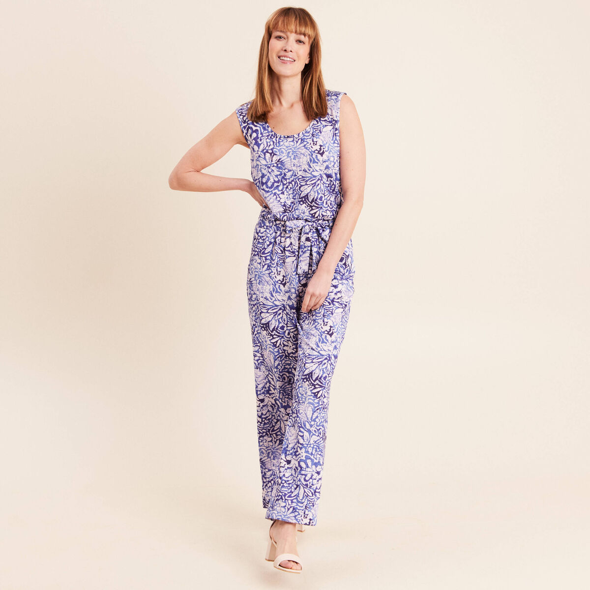 Combinaison pantalon droite bleu femme