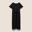 Robe longue droite manches courtes noir femme