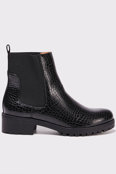Bottines texturées noir femme