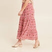 Jupe midi droite fluide rose femme