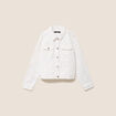 Veste cintr&eacute;e en jean avec broderies blanc femme