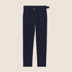 Pantalon flou ceintur&eacute; bleu fonc&eacute; femme