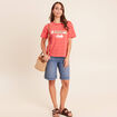 T-shirt col rond manches courtes rose femme