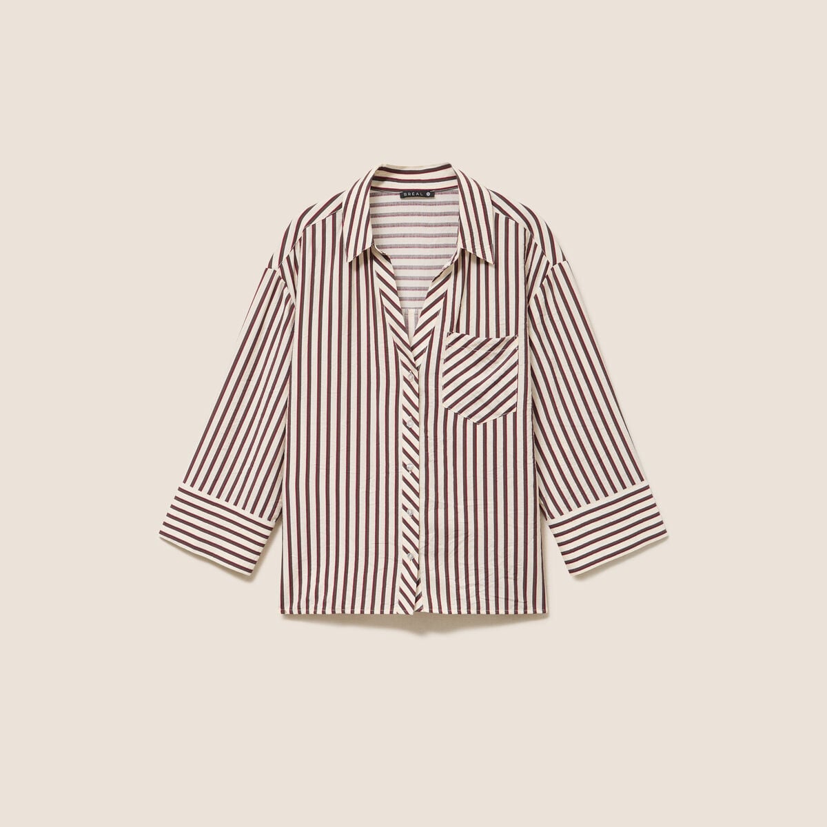 Chemise ample manches 3/4 marron femme