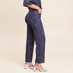 Jean large taille haute 5 poches bleu femme