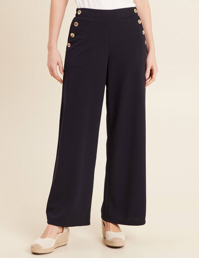 Jeans ajusté taille basculée bleu foncé femme