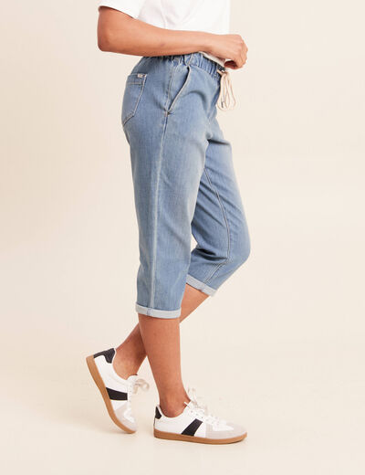 Pantacourt coupe mom denim double stone femme